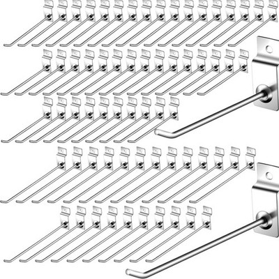 100 Pack Slatwall Hooks, 6 and 8 Inch Slatwall Accessories, Metal Panel wall ...