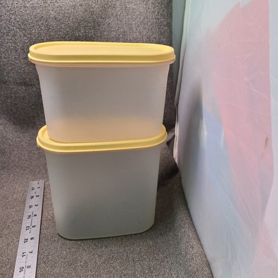 2 Tupperware Modular Mates #2 & #3 Stackable Container Light Gold Yellow Lids