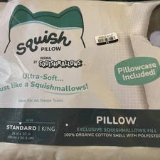 SquishPillow Original Standard FIRM Bed Pillow Ultra Soft with Pillow Case