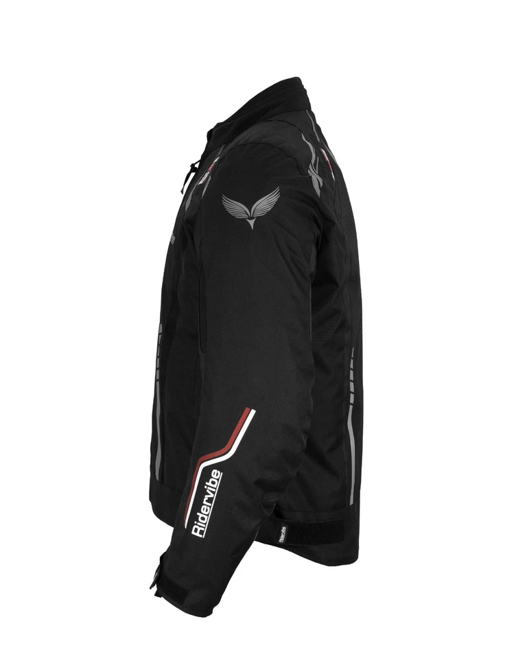 Chaqueta acolchada premium para hombre negra textil motocicleta motociclista corredor CE armadura Foto 3 de 4