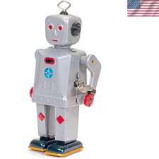 Sparkling Mike Robot - Retro Tin Wind-Up Toy with Sparkling Chest Action