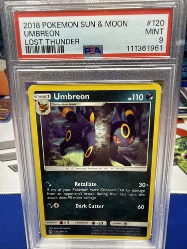 2018 POKEMON SUN & MOON LOST THUNDER #120 UMBREON - PSA 9