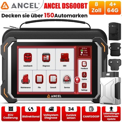 ANCEL DS600BT KFZ OBD2 Diagnosegerät Alle System 34 Reset Aktive Test CANFD&Doip