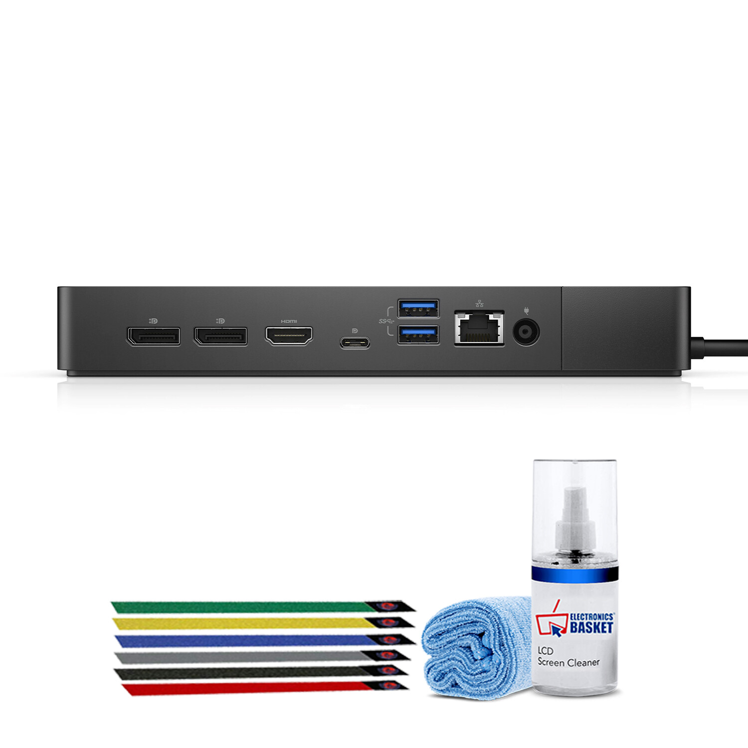 Dell WD19S 180W Docking Station 1-Pack with LCD Cleaning Kit & 6-Cable Ties