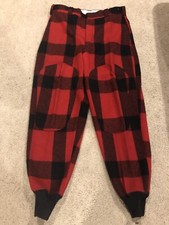 Vintage Woolrich Hunting Pants Wool Buffalo Plaid Red Black Men's Sz 36 x 31