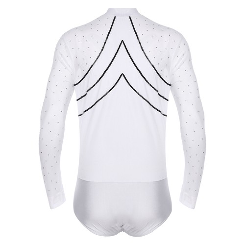 Men Dance Shirts One Piece Long Sleeve Bodysuit Latin Samba Salsa Tango - Picture 100 of 141