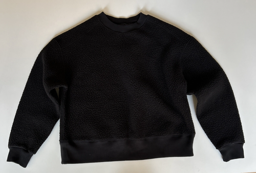 Everlane Pullover Damen Small Schwarz Sherpa Fleece ReNew Pulli Sweatshirt