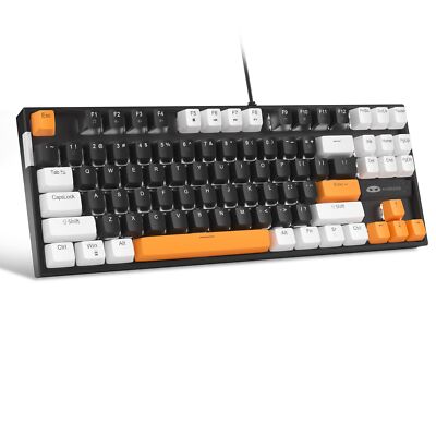 75% Mechanical Gaming Keyboard Brown Switch LED White Backlit 87 Keys