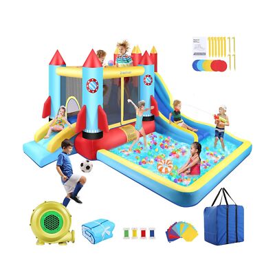 AKEYDIY Bounce House,7 in1 Rocket Castle Bouncy House- 13X12ft Inflatable Bou...