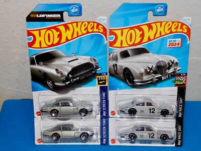 Hot Wheels (2)Astin Martin 1963 DB5 #107 & (2)Jaguar MK1 #127 - LOT OF 4