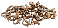 THIRTY 12.5mm x 6.5mm COPPER COLOR LOBSTER CLASPS CF362