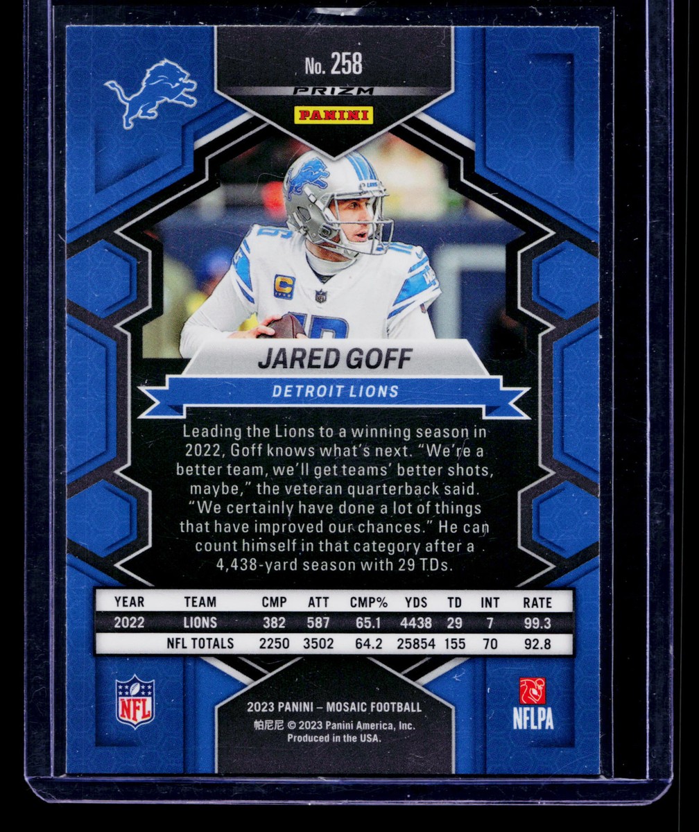2023 Panini Mosaic Silver Jared Goff #258 National Pride Detroit
