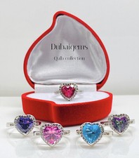 White gold finish and created diamond Heart Ruby Gorgeous Ring gift PERFECT BOX