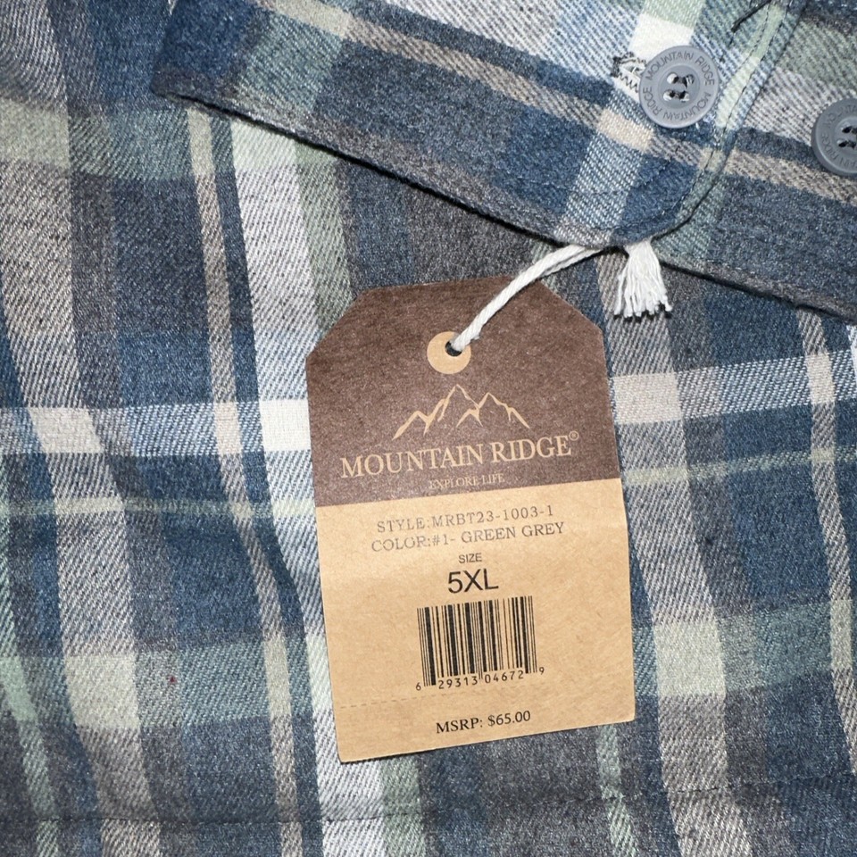 Mountain Ridge Men’s Big & Tall Hooded Fleece Lined Flannel Blue Size