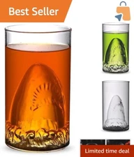 300ML Round Shark Glass Mug – Reusable Borosilicate Drinkware for Adults