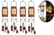 Solar Mason Jar Wind Chime Light Unique Hanging Wind Chimes for Outside