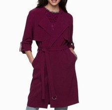 New Jennifer Lopez Ladies Belted Drapery Trench Coats Grape Variety Sizes