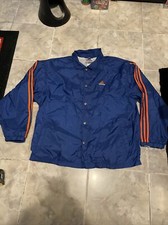 VTG 1990s Adidas Men's Track/Soccer Jacket Large Pull Away Three Stripes Blue