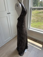 CARMEN MARC VALVO PROM WEDDING EVENING SEQUINED BEADED HALTER DRESS 12 NEW