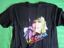 Image of MADONNA wearing hat T SHIRT NEW SIZE large top WOMENS black in packet