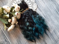 Mohair Doll Hair :  Ombre: Black with Turquoise ends.