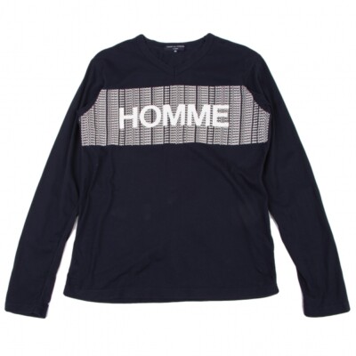 COMME des GARCONS HOMME Logo Printed V-neck T Shirt Size M(K 