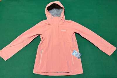NEW! WOMENS US SMALL COLUMBIA OMNI-TECH WATERPROOF EARTH EXPLORER SHELL CORAL