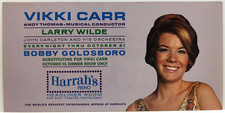 Vikki Carr with Larry Wilde, Bobby Goldsboro at Harrah's Reno Postcard Oct 1970