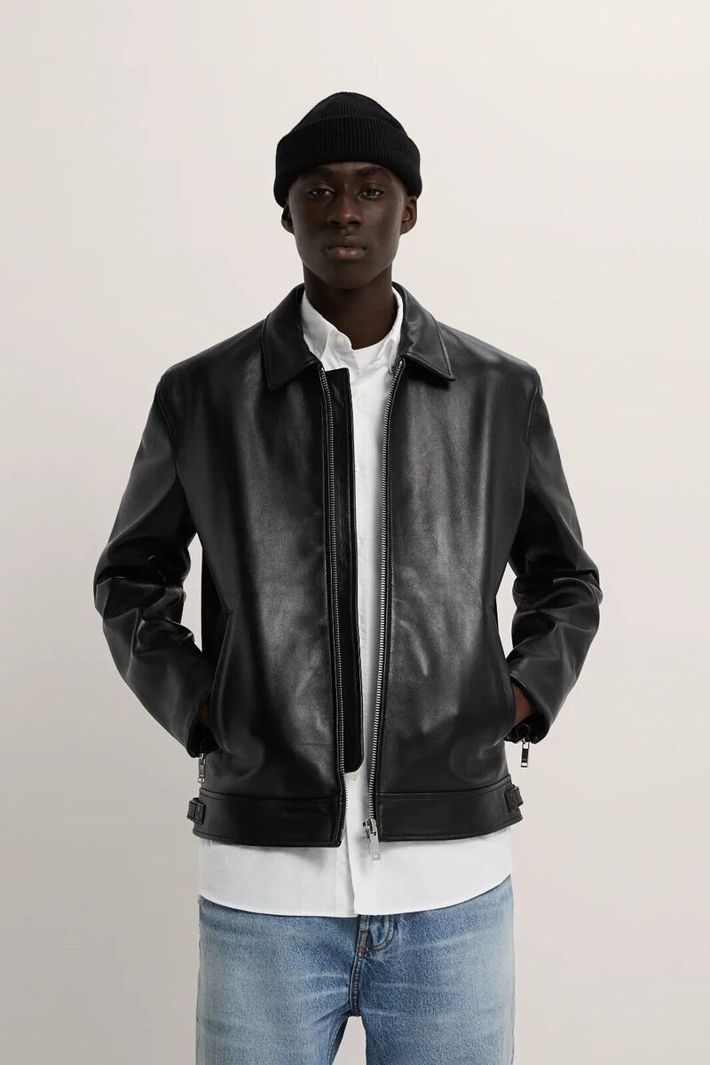 New Zara Collar Genuine Leather Jacket S Black suede bomber New Zara Collar Genuine Leather Jacket S Black suede bomber