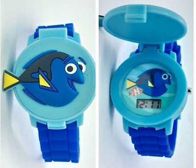 Disney Finding Dory Watch Accutime 3D Digital Dial Cover Lid Blue Rubber Band