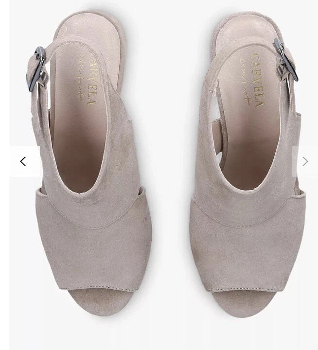 Carvela Comfort Taupe Suede Courts Peep Toe Block Heel Court Shoes UK6 RRP £129 - Image 4 of 4
