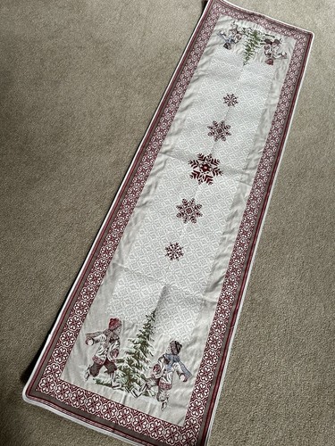 Tissus Toselli Französisch Jacquard Gewebt Tischläufer 64x19,5" Schneeflocken Kinder - Bild 9 von 18