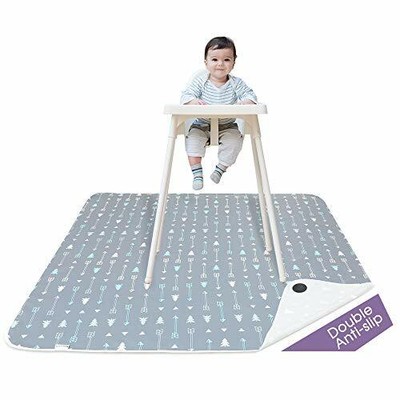Under High Chair Floor Mat with Silicone Bottom Lightweight and Soft