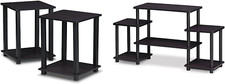 Stylish 2-Piece End Table Set - No Tools Required, Dark Walnut Finish