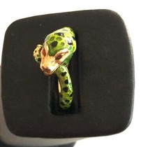 WOW----18K YELLOW GOLD AND ENAMELED SNAKE RING- SIZE 6 1/2-SEE FINE JEWELRY