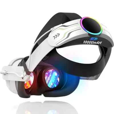 YBEXP Adjustable RGB Head Strap with 10000mAh Battery for Meta Quest 3S VR Accessories