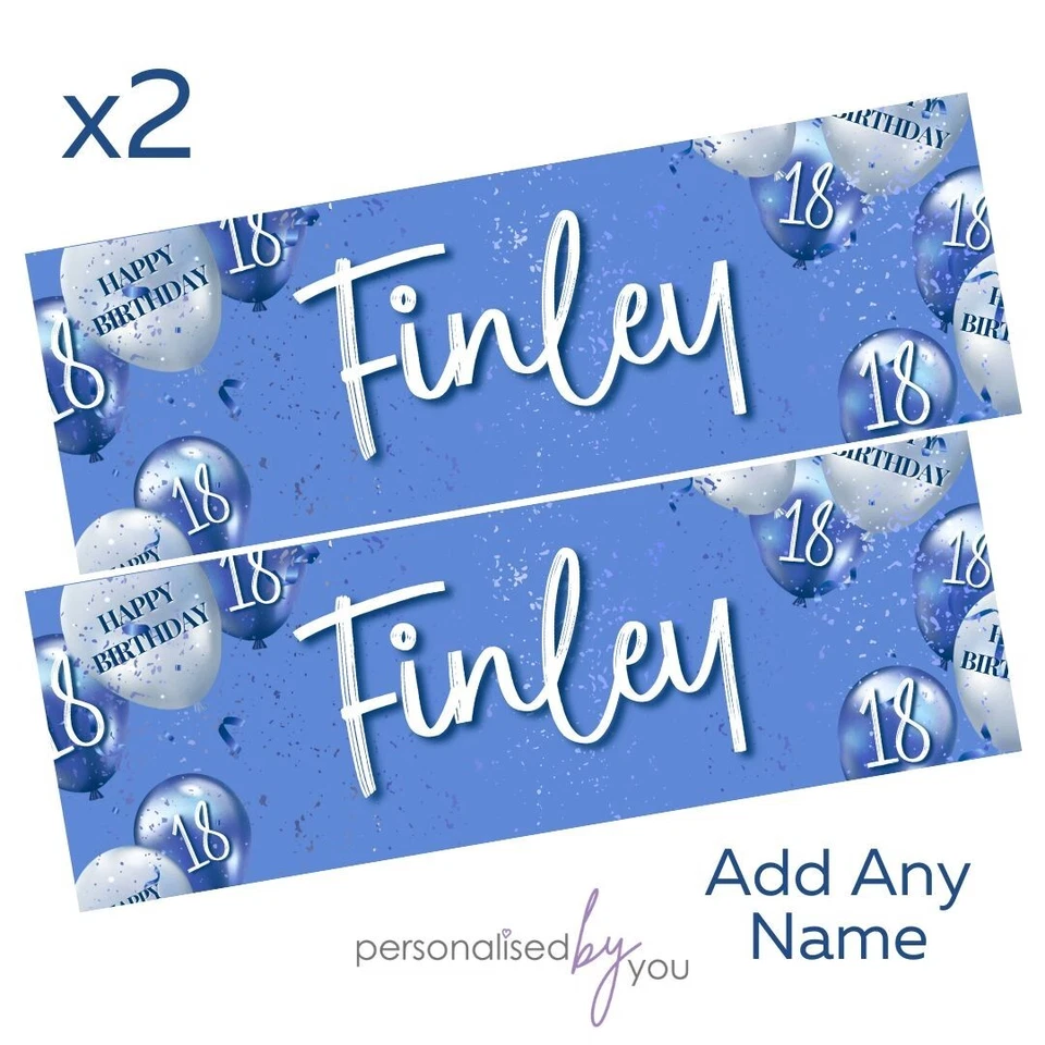 MADVINL 2x Personalised Birthday Banners ROYAL NAVY BLUE Large 16th 18th 21st 30th 40th