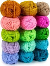 15x20g Acrylic Yarn for Crocheting - Soft Knitting Yarn for Crafts Multicolor Sk