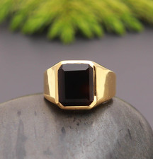 Natural Black Onyx Octagon Ring 925 Sterling Silver Gold Fill Minimalist Jewelry