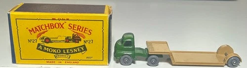 Matchbox Lesney #27 Green Low Loader With Box
