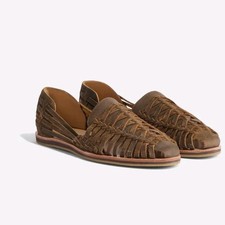 Sandalia Huarache Nisolo 12 Para Hombre Cuero Marrón Encerado ¡Nueva!