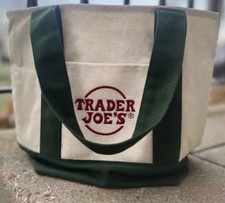 Trader Joe  s Canvas Tote Bag - Large Green Limited Edition - NEW with TAGS