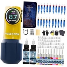 POSEIDON Wireless Rotary Tattoo Pen Kit Complete Tattoo Kit for Beginner LED