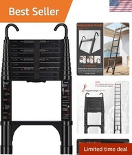 9.5 FT Aluminum Telescoping Ladder - Foldable...