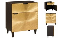 Nachttisch Schwarz Und Gold 50X33X60 Cm Massives Mangoholz