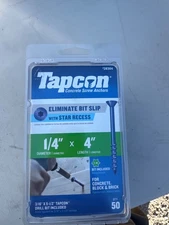 Tapcon 28304 1/4 in. D x 4 in. L Star Flat Head High/Low Concrete Screws