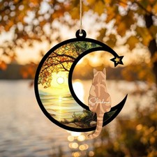 Custom Cat Memorial Suncatcher, Personalized Pet Loss Gift