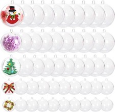 40Pcs Clear Plastic Fillable Ornaments 5 Different Sizes, Bulk Transparent...