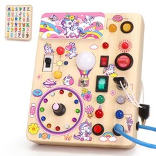 Montessori Busy Board for Toddlers 1-3 Years - Sensory Wooden Learning Toy