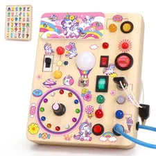 Montessori Busy Board for Toddlers 1-3 Years - Sensory Wooden Learning Toy